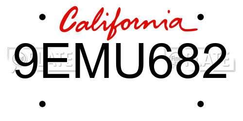 9EMU682 California License Plate