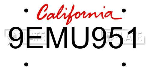 9EMU951 California License Plate
