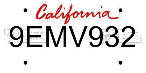 9EMV932 California License Plate