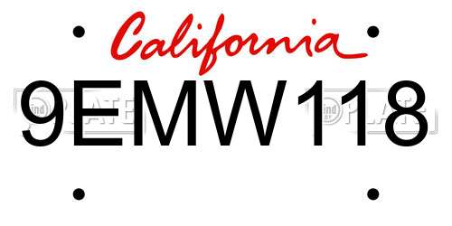 9EMW118 California License Plate