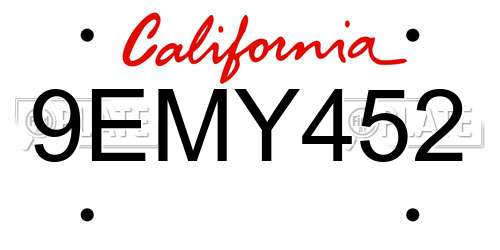 9EMY452 California License Plate