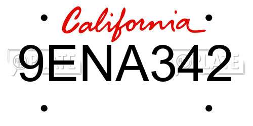 9ENA342 California License Plate