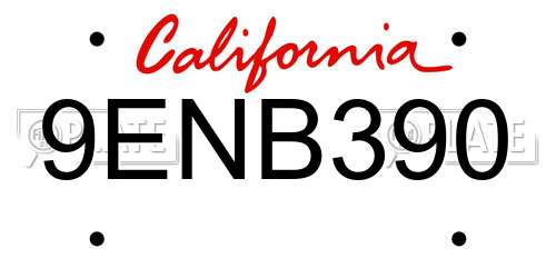 9ENB390 California License Plate