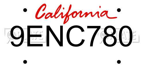 9ENC780 California License Plate