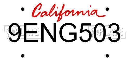 9ENG503 California License Plate