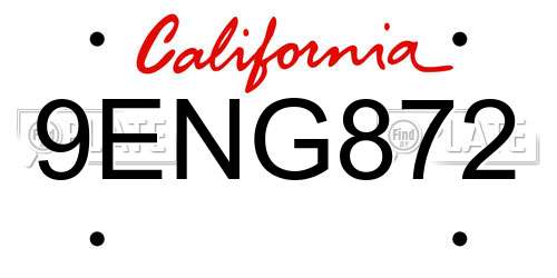 9ENG872 California License Plate
