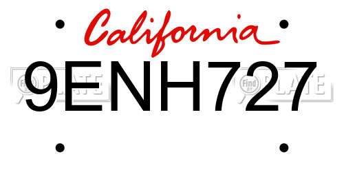 9ENH727 California License Plate