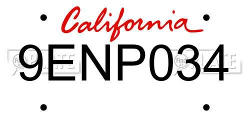 9ENP034 California License Plate