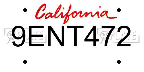 9ENT472 California License Plate