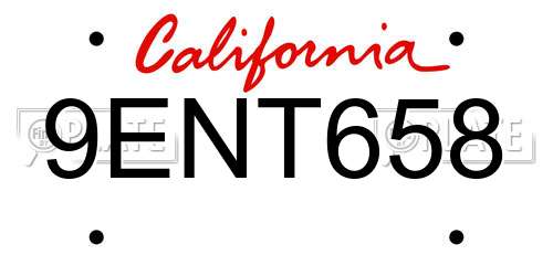 9ENT658 California License Plate