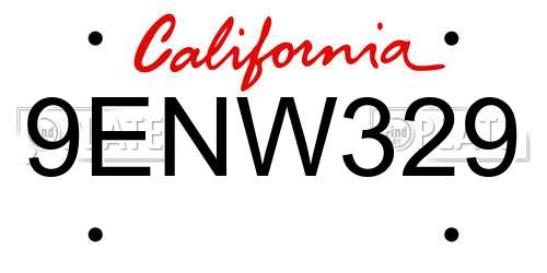 9ENW329 California License Plate