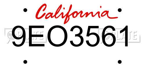 9EO3561 California License Plate