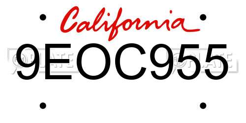 9EOC955 California License Plate