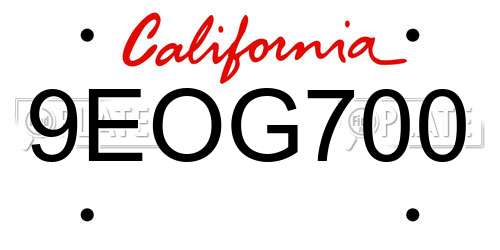 9EOG700 California License Plate
