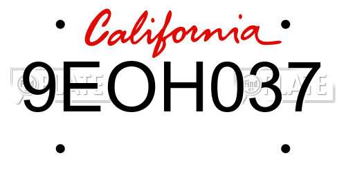 9EOH037 California License Plate