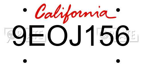 9EOJ156 California License Plate