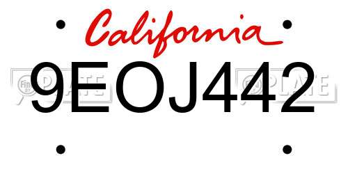 9EOJ442 California License Plate