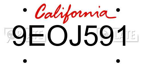 9EOJ591 California License Plate