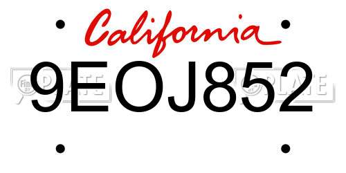 9EOJ852 California License Plate