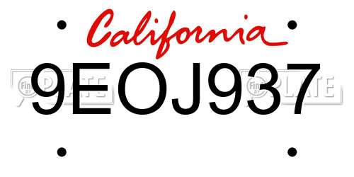 9EOJ937 California License Plate