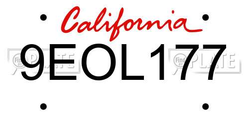 9EOL177 California License Plate