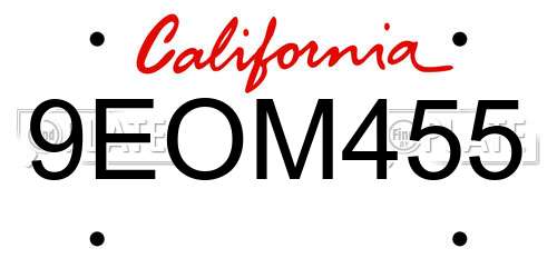 9EOM455 California License Plate