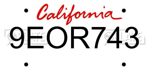 9EOR743 California License Plate