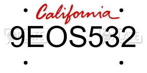 9EOS532 California License Plate