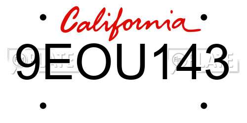 9EOU143 California License Plate