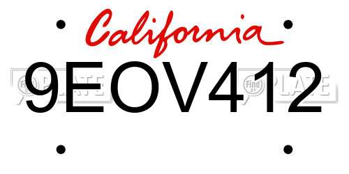 9EOV412 California License Plate