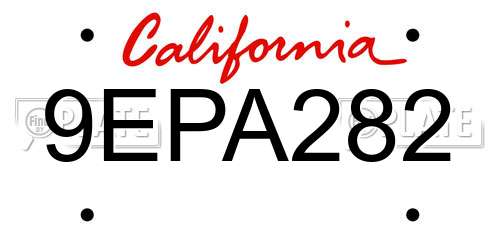 9EPA282 California License Plate