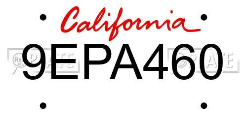 9EPA460 California License Plate
