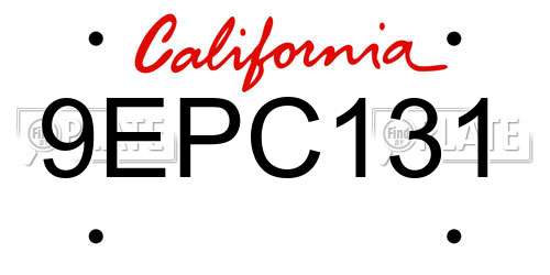 9EPC131 California License Plate
