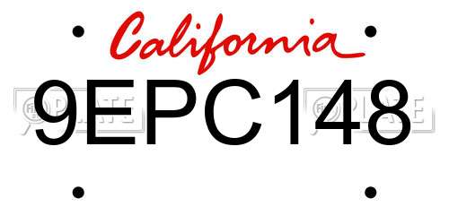 9EPC148 California License Plate