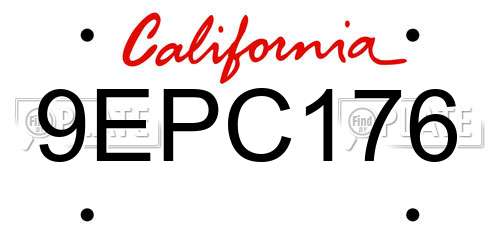 9EPC176 California License Plate