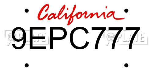 9EPC777 California License Plate