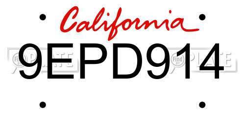 9EPD914 California License Plate