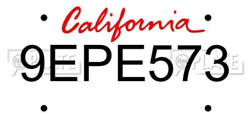 9EPE573 California License Plate