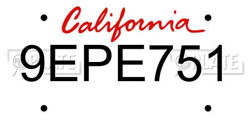 9EPE751 California License Plate