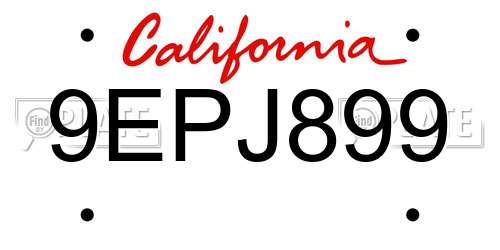 9EPJ899 California License Plate