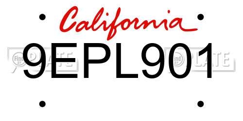 9EPL901 California License Plate
