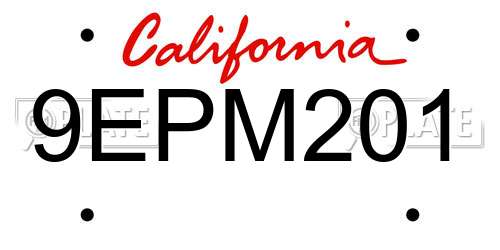 9EPM201 California License Plate