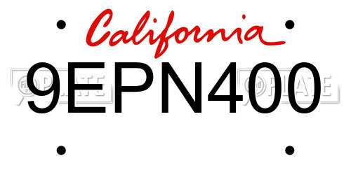 9EPN400 California License Plate
