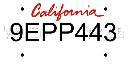 9EPP443 California License Plate