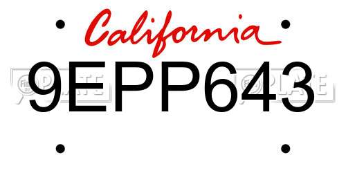 9EPP643 California License Plate