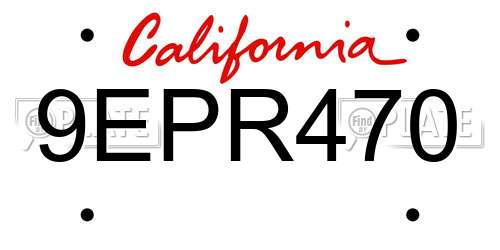 9EPR470 California License Plate