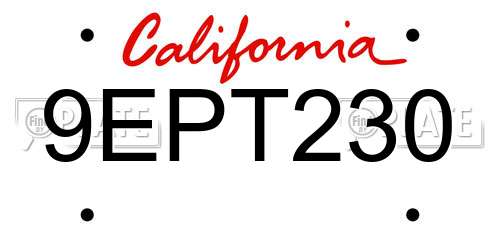 9EPT230 California License Plate