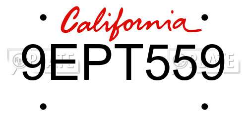 9EPT559 California License Plate
