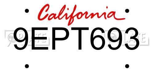 9EPT693 California License Plate