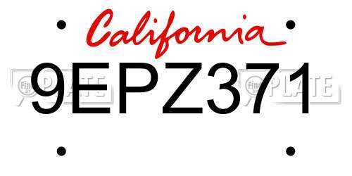 9EPZ371 California License Plate